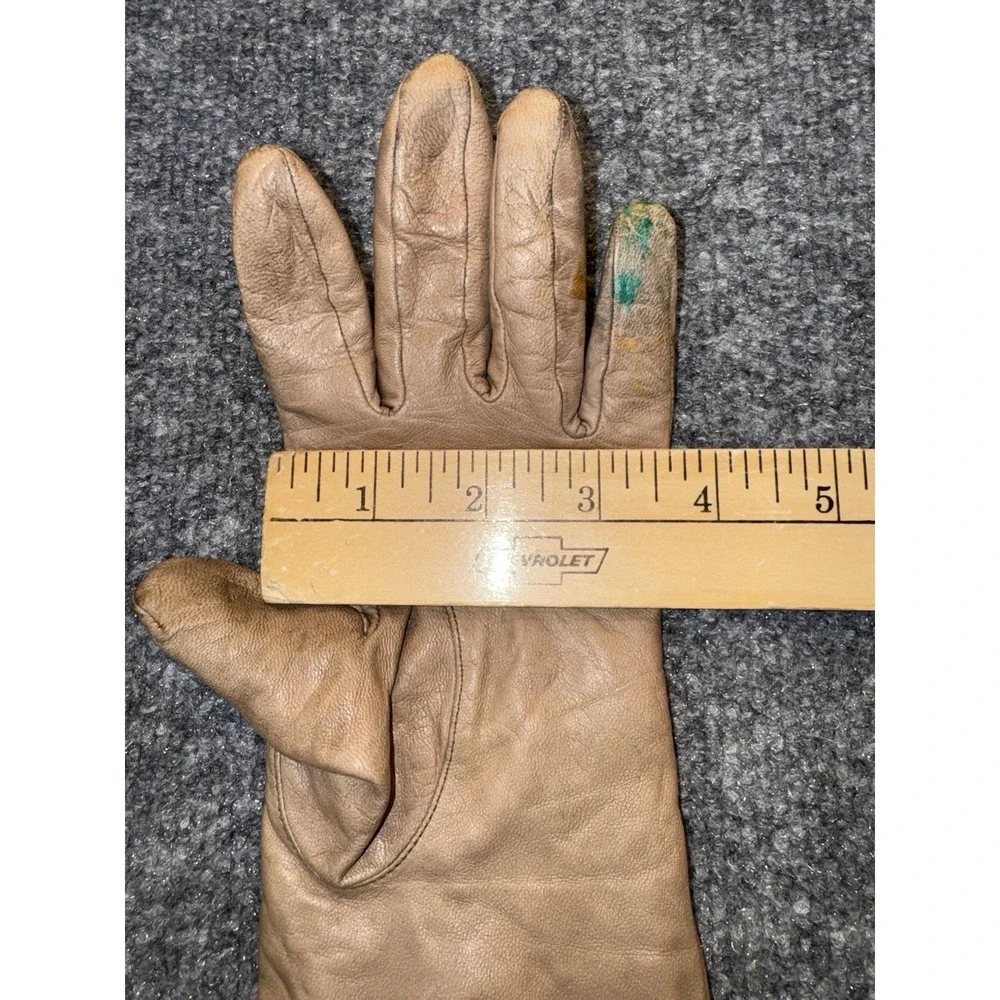 Women's Tan Leather Cashmere Lined Gloves Size 7.5 ARIS